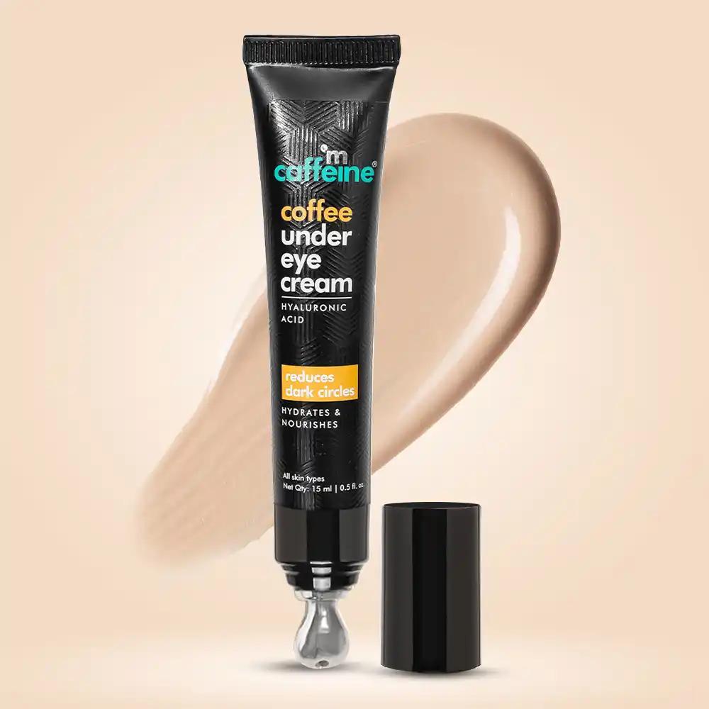 mCaffeine Coffee Under Eye Cream with Eye Roller | Reduces Dark Circles | With Vitamin E and White Water Lily | 15 ml photo