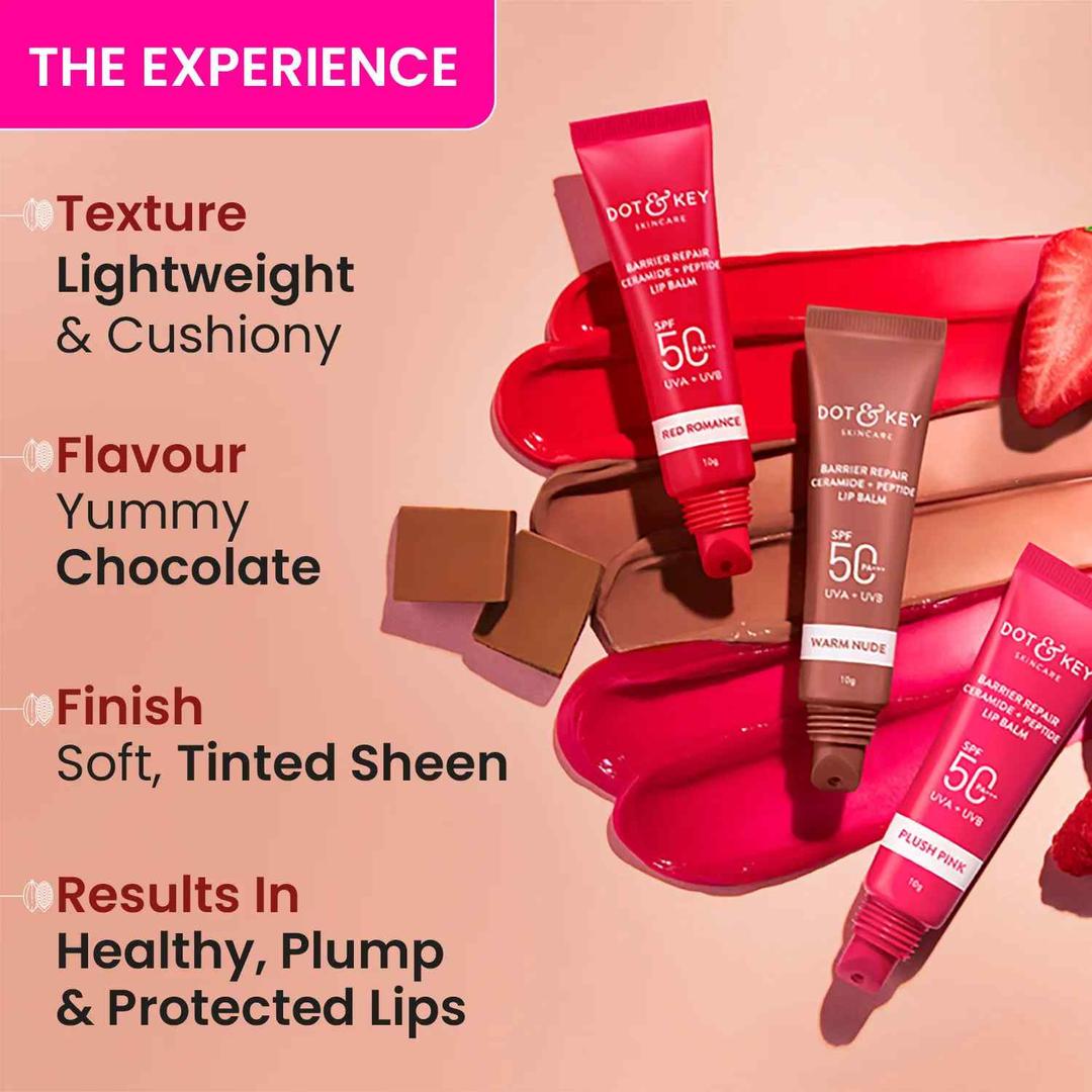 Dot & Key Barrier Repair Ceramide & Peptide Lip Balm SPF 50, PA+++ | Warm Nude Non Sticky  photo